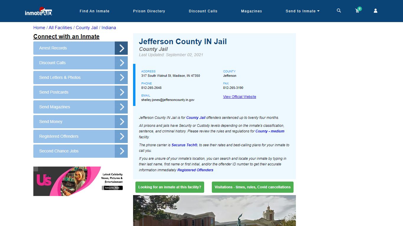Jefferson County IN Jail - Inmate Locator - Madison, IN